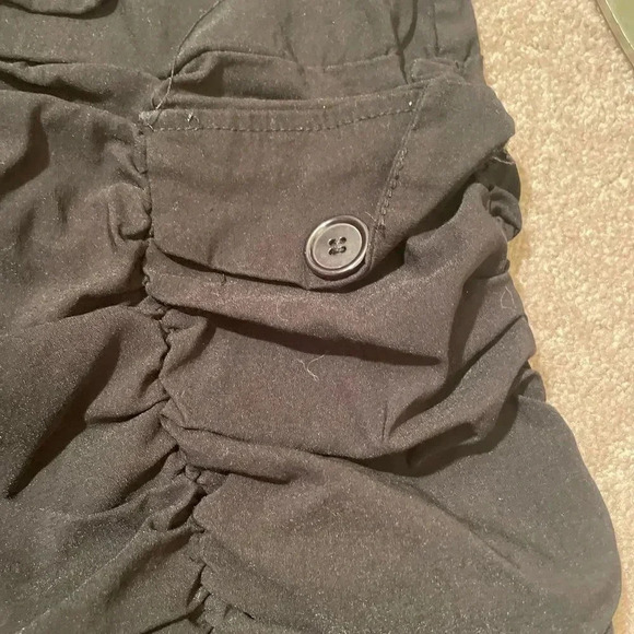 BLACK VALIA HIGH WAIST SHIRRED MINI SKIRT WITH FRONT FACING POCKETS 1x - Picture 13 of 15